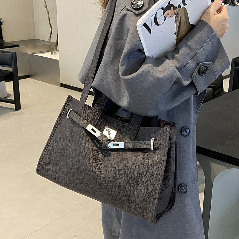 Genuine Leather Women's Large Capacity Portable Crossbody Shoulder Bag