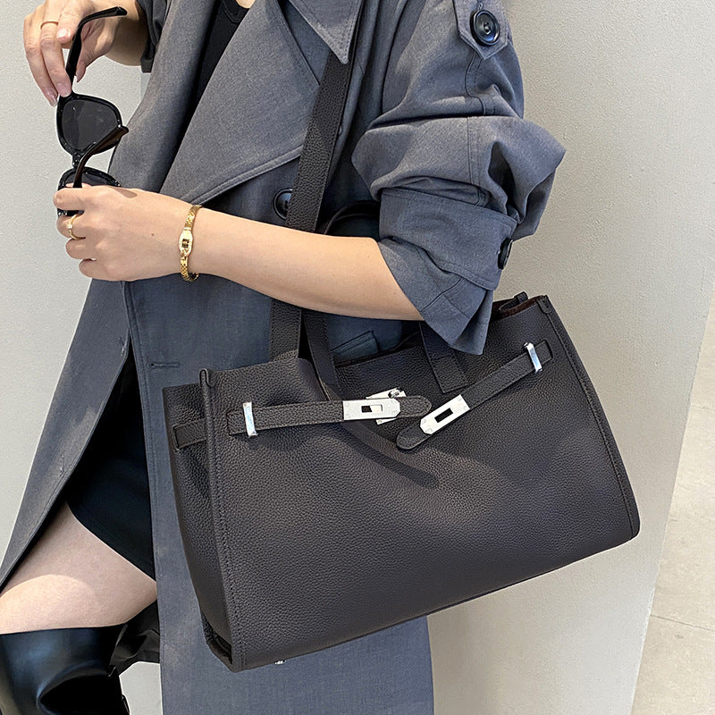 Genuine Leather Women's Large Capacity Portable Crossbody Shoulder Bag