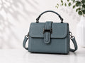 Women's black vegan leather crossbody bag front view – Livia by ÆTHEL