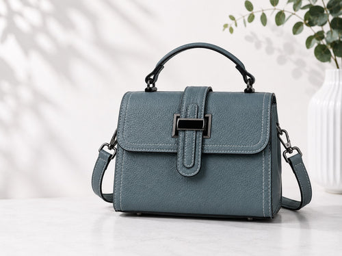 Women's black vegan leather crossbody bag front view – Livia by ÆTHEL